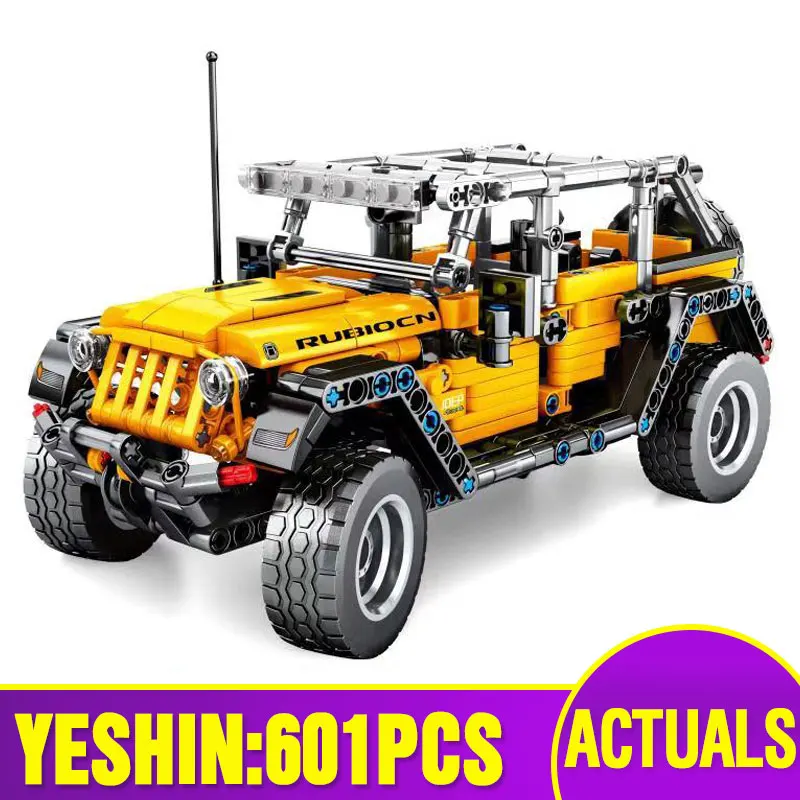 Skup Yeshin Technic samochody zabawkowe Legoing Jeeps Wrangler Rubicon pojazd terenowy Model samochodu klocki klocki dla dzieci prezent na boże narodzenie