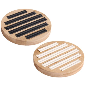 

2 Pcs Wood Ring Display Holder Wood Jewelry Display Stand Ring Stand Organizer Counter Exhibit Storage Jewelry Tray