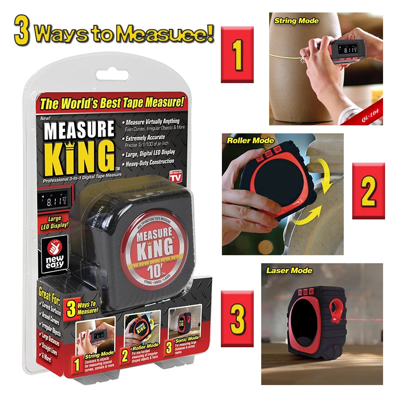 Multi-function Tape Measure Digital Laser Rangefinder Roller Cord Ruler 3 in 1 Distance Round Irregular Shape Measurement Tool Multi-function Tape Measure Digital Laser Rangefinder Roller Cord Ruler 3 in 1 Distance Round Irregular Shape Measurement Tool