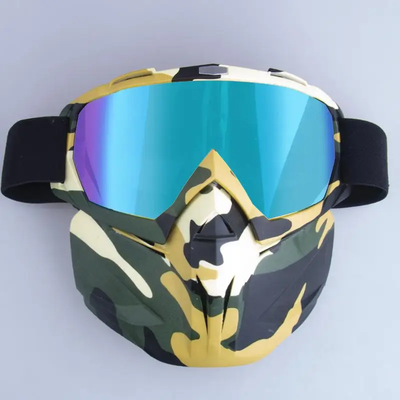 HiMISS Men Women Ski Snowboard Snowmobile Goggles Snow Winter Windproof Skiing Glasses with Face Mask - Цвет: Big camouflage