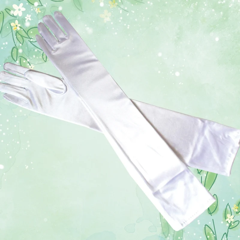 Satin Long Finger Elbow Sun Protection Gloves Opera Evening Party Prom Costume Fashion Gloves Black Red White Grey Women
