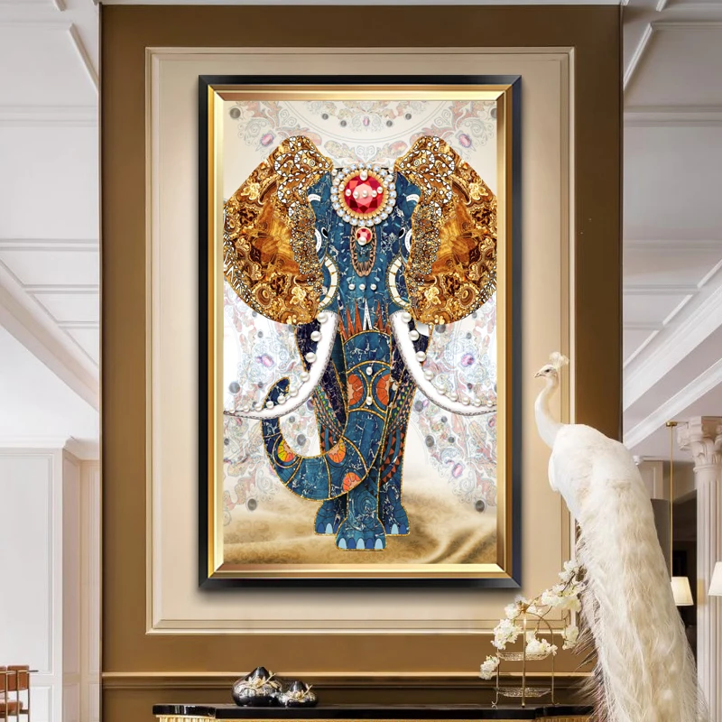 EECAMAIL Алмазная картина в европейском стиле, полная бриллиантов, вышитый слон, вышивка крестом, крыльцо, вертикальная версия для дома