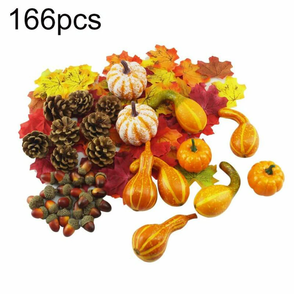 

Styrofoam Fall Harvest Decoration Xmas Fall Harvest Decor Home Table Fake Mini Pumpkin Gourd Maple Leaf