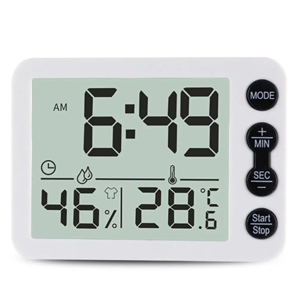 Indoor Temperature and Humidity Meter Large Screen Clock Creative Alarm Kitchen Electronic Countdown Timer | Инструменты