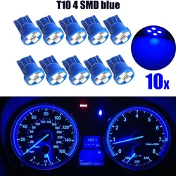 Feu de voiture T10 4SMD 1210 LED, 10 pièces/ensemble, jauge de tableau de bord, Cluster, ampoule bleue 