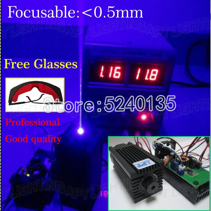 

High power laser engraving machine module 2000mw / 2w blue light 450nm laser head with TTL / PWM send glasses