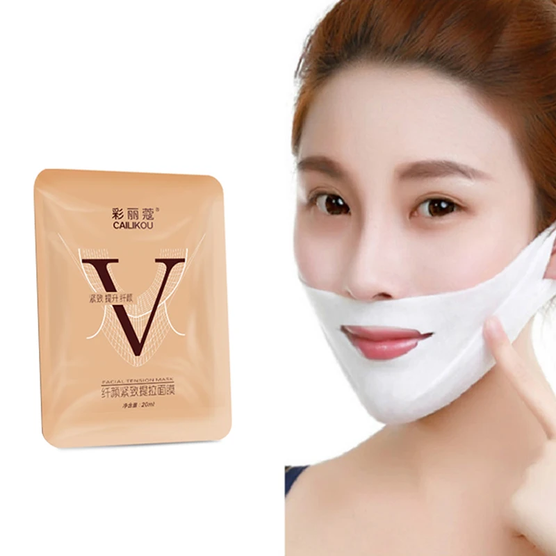 V-образная маска для лица для похудения, подтягивающая, укрепляющая, двойная, для лечения подбородка, v-образная маска, Антиаллергенная, увлажняющая, 1 шт., Прямая поставка