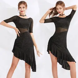 Новое Бальное Платье для латиноамериканских танцев черное платье гатсби для взрослых Одежда для тренировок Чача Румба сексуальное платье