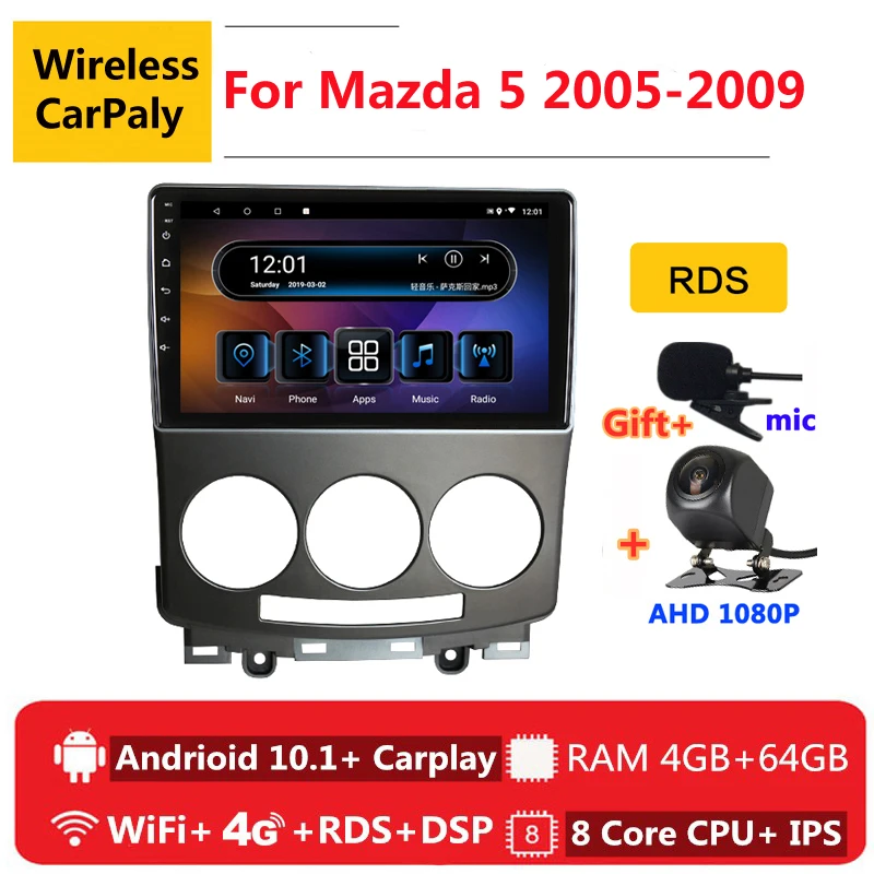 2 din 8 ядер android 10 автомобильное радио авто стерео для Mazda 5 CW 2005 2006 2007 2008 2009 навигация