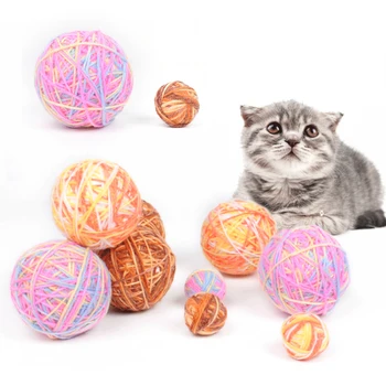 

1Pcs Wool Ball Cat Toy Colorful Ball Interactive Pet Kitten Scratch Molar Gnaw Ball Training Pet Supplies Product Grind Paw