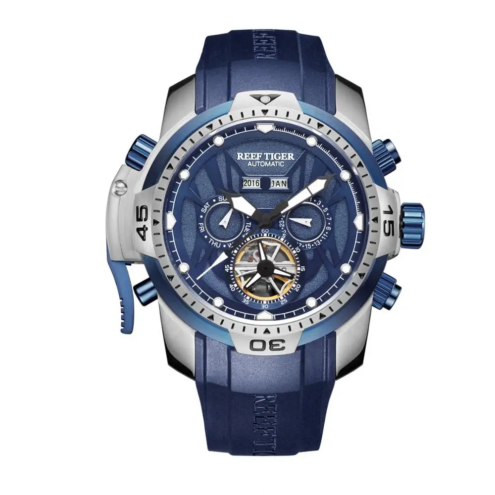 Мужские спортивные Автоматические наручные часы мужские механические Reef Tiger