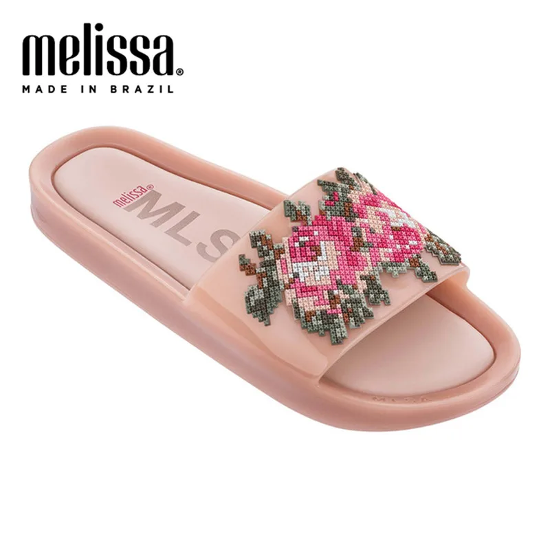 Melissa/Новинка 2020 года Пляжные шлепанцы с цветами Прозрачная женская обувь Модные