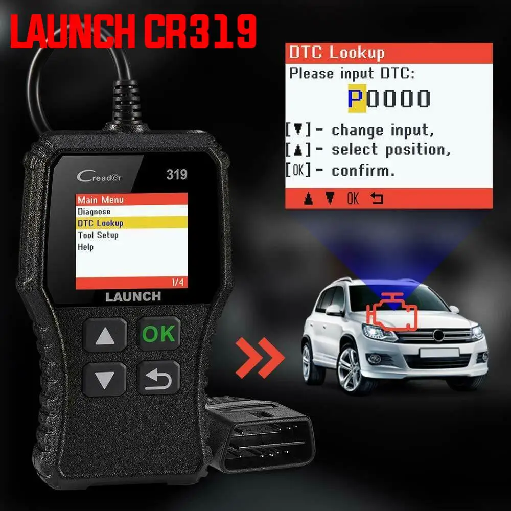 Launch X431 Creader 319 CR319 автомобильный инструмент автоматический считыватель кодов полный OBDII EOBD OBD2 диагностический инструмент сканер OBD2 как CR3001