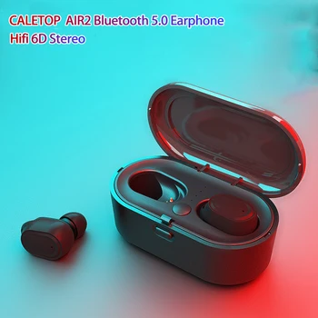

CALETOP AIR2 TWS Bluetooth 5.0 Wireless Earphone 6D Stereo Earbuds with Charging Case Mini HIFI Heavy Bass Waterproof Headsets