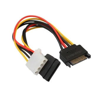 

100pcs/lot 15Pin Male Serial To 15Pin IDE Molex Female + 4Pin SATA Female Cable Power Cable