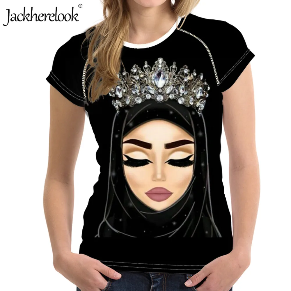 Летняя женская одежда Jackherelook футболка с рисунком хиджаба мусульманского глаза