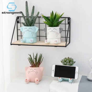 

Strongwell Miniature Simulation Green Plants Holder Flower Pots Lovely Animal Mobile Phone Stand Home Desktop Decoration Crafts