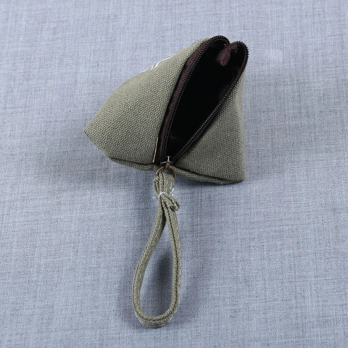 Zongzi Shaped Pocket Wallet Triangle Shape Canvas Coin Purse Cute Wallet Creative Retro Holding Bag Fashion Style Popular 1Pcs