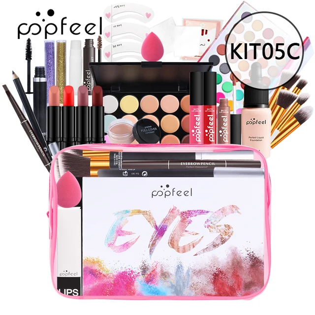 POPFEEL All In One Makeup Kit(Eyeshadow, LiGloss,Lipstick,Brushes,Eyebrow,Concealer)Beauty Cosmetic Bag 2