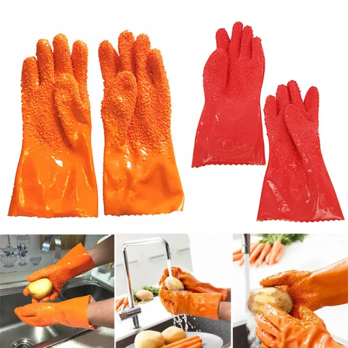 Перчатки для очистки овощей, ПВХ, без бисфенола, перчатки, подходящие для теплой и холодной воды, HFing