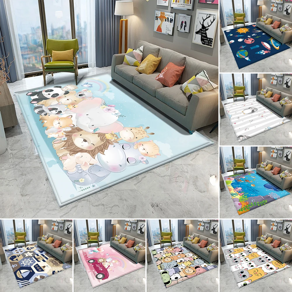 High Quality Children Flannel Carpet Rug Animal Alphanumeric Game Learn For Baby Child Play Round Carpet In The Children's Room