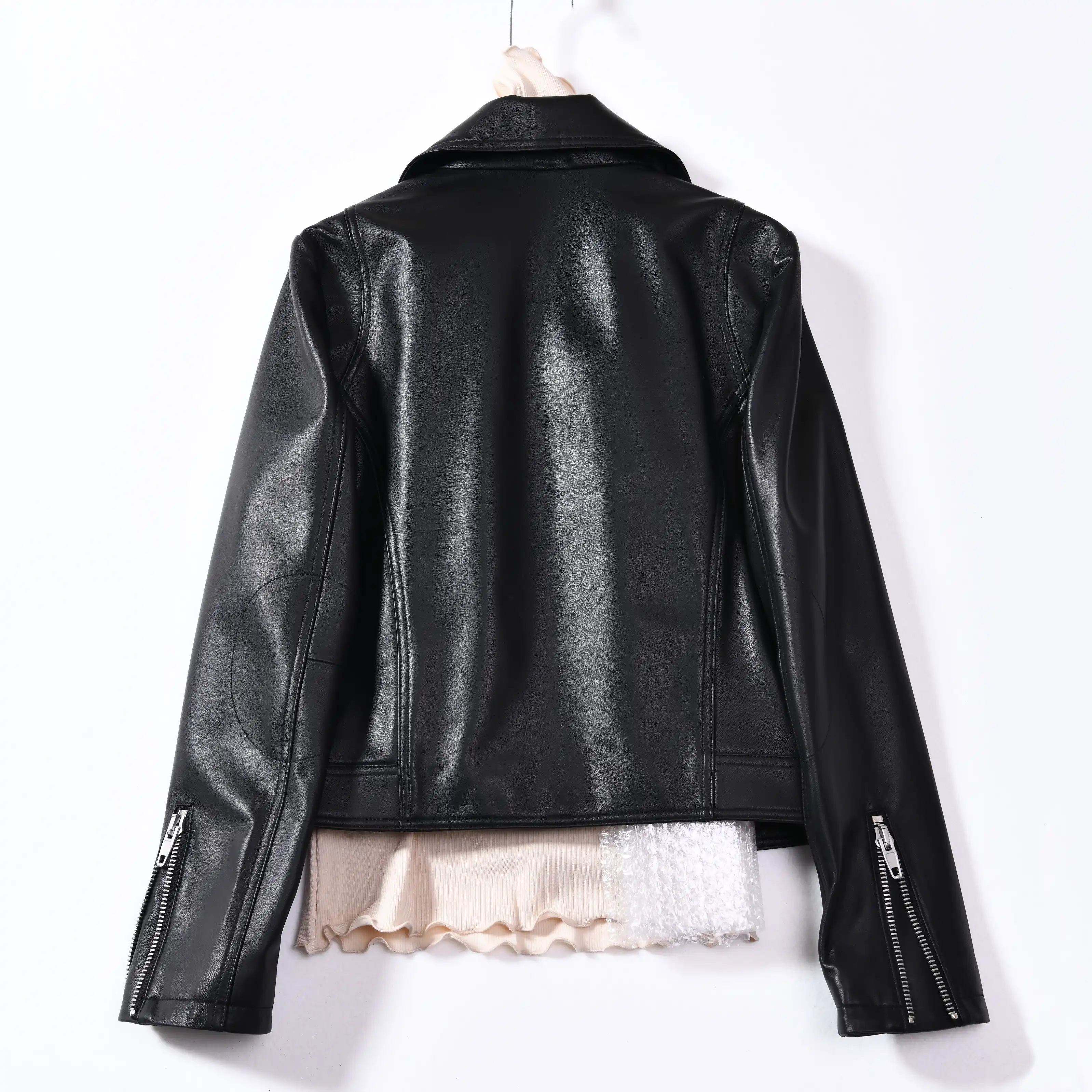 jaqueta de couro de ovelha