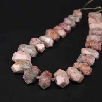 

Natural 12-16x20-25mm Red Green Garden Crystal Freeform Gems Stone Lace Loose Beads 15"