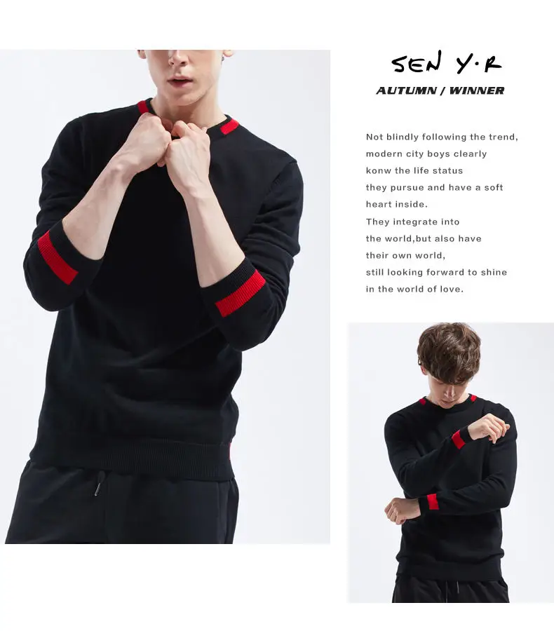 6Colors Fashion Sweaters Men Pullover 100% Cotton Solid Male Sweater Jumper Autumn Winter Crew-Neck Knitwear 2019 New MuLS Brand 09
