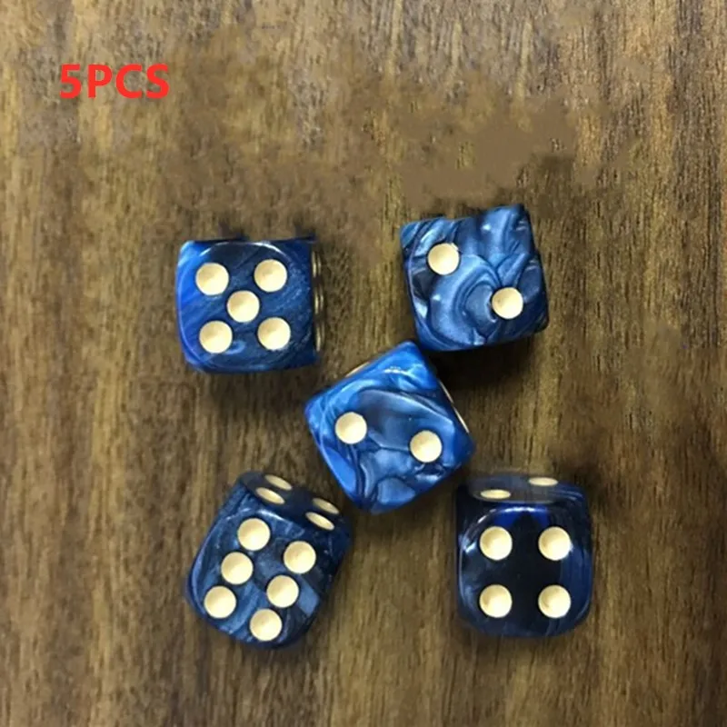 5PCS Blue Black 10 шт./компл. 6 двухсторонняя 16 мм кости с закругленной вершиной с украшением из жемчужин и перламутровых камней кости игральные столешница бар игры вечерние Смешные инструменты для развлечения - Цвет: 5PCS Blue Black