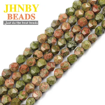 

JHNBY Natural Big Faceted Unakite Stone 8MM 44pcs Spacers charms Loose beads for Jewelry making DIY bracelets pendants Findings