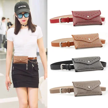 

European and American punk fashion punk wild trendy women's belt bag casual trench coat with ladies small belt bag