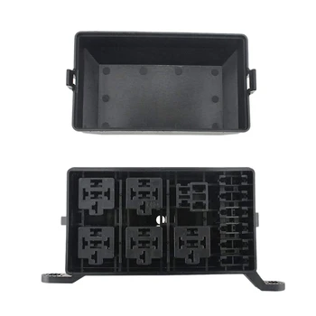 

12-Slot Relay Box 6 Relays 6 Atc/Ato Fuse Holder Block + Metallic Pins for Automotive Accessories