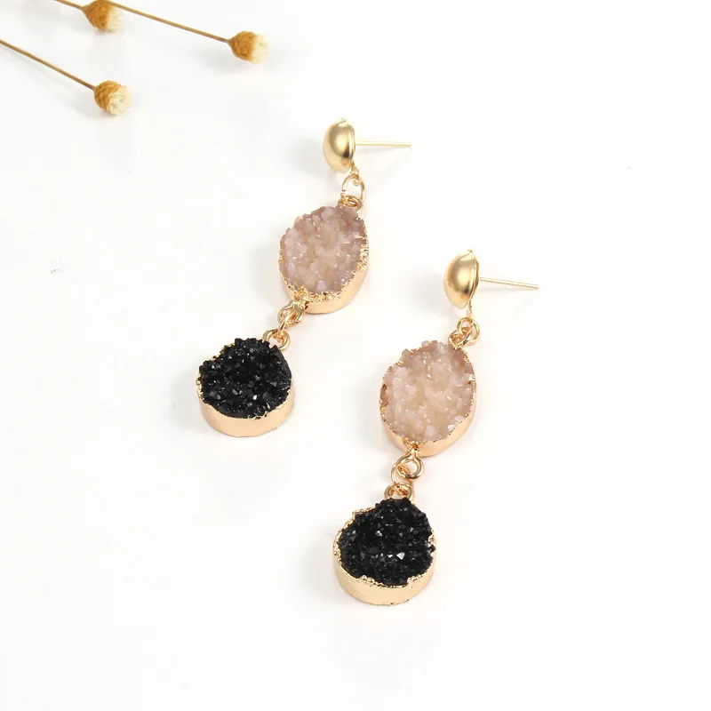 FIAZIA Vintag Resin Oval Long Drop Earrings For Women Bohemian Earings Pendients Mujer Indian Fashion Jewelry Brincos 2019 E20 (2)