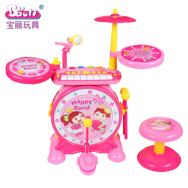 

Polaroid CHILDREN'S Musical Instrument Jazz Drum Kit Plastic Beginners Rock And Roll Piano Combination-