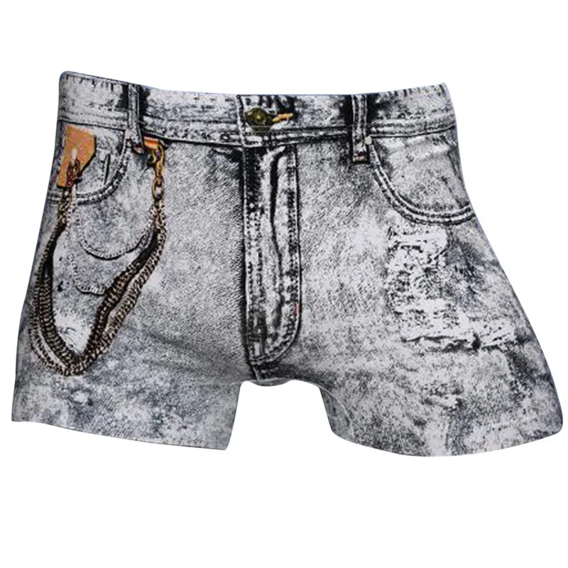 Фото Мужские боксеры джинсовые дышащие мужские хлопковые шорты размера плюс