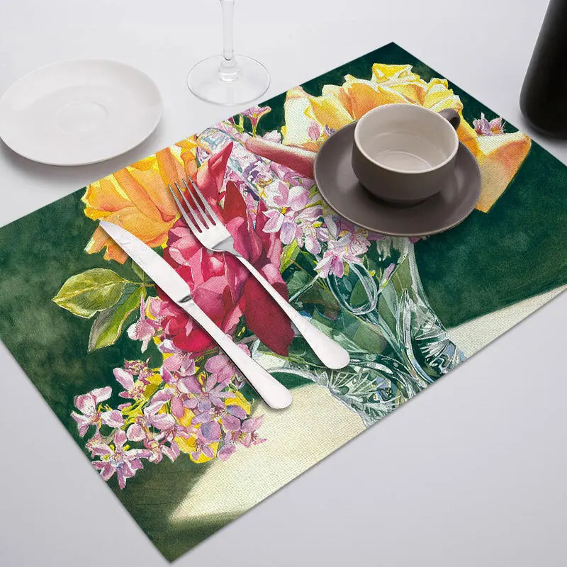PC1989 Fuwatacchi Coffee Place Mat Linen Ramadan Dining Table Placemat Tableware Fiber Pad Coaster Eid Party Supplies Table Placemats - Цвет: PC1989