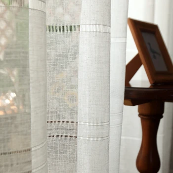 

Cotton linen hollow tulle curtains For Bedroom Window Curtain For Living Room Sheer Curtains Blinds Custom Made Drapes curtains