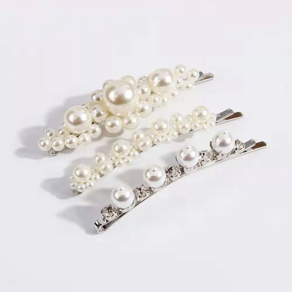 1SET Minimalist Metal Geometric Gold Hairpin Hair Accessories Imitiation Pearl Hair Clips for Women Girls Hair 4