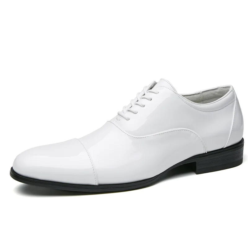 Large Size Office Men White Shoes Laceup Formal Casual Business Patent