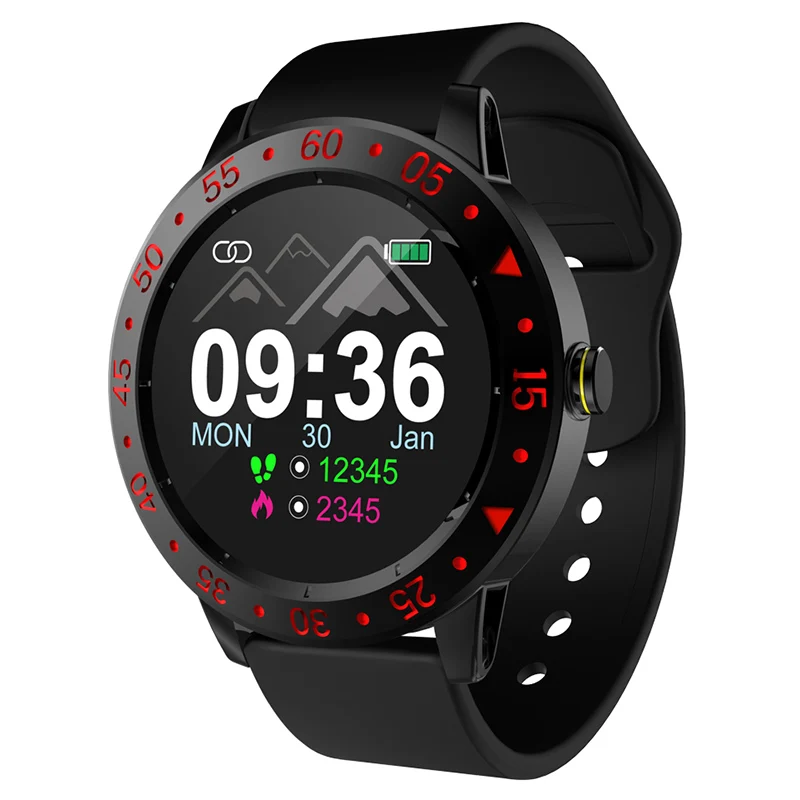 Red Black Bluetooth часы SDW01 Смарт-часы для мужчин IP67 Водонепроницаемый Шагомер монитор сердечного ритма во время сна женские спортивные умные часы для Android IOS - Цвет: Red Black