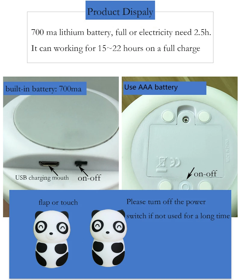 Милый ночник с пандой для детей, 7 цветов, измененный ночник, Санта-Клаус, детский usb-зарядка для спальни, рождественские подарки