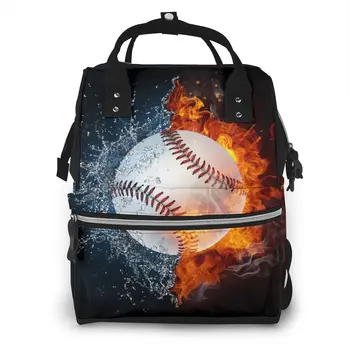 

Mummy Bag Fire And Water Baseball Bball Nappy Backpack Large Capacity Stroller Bag Mom Baby Multi-function Waterproof Diaper Bag