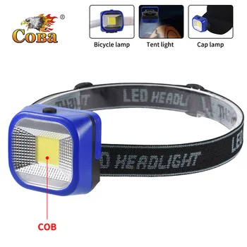

Coba cob head light plastic led headlamp detachable waterproof light use 3*AAA battery camping bicycle light portable spotlight