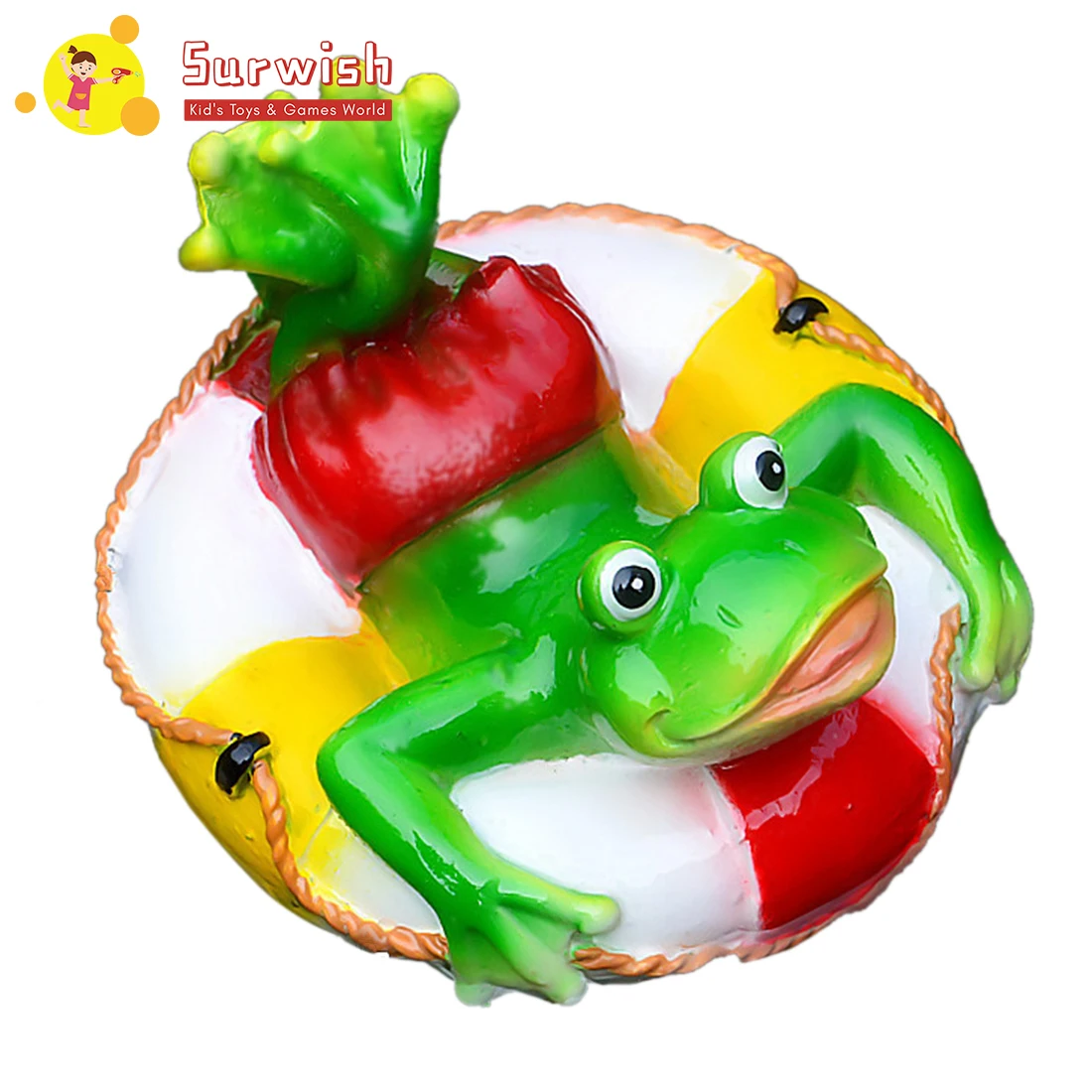 

Cute Resin Pond Floating Frog Statue Outdoor Garden Decorative Water Frog Sculpture - Swim Ring Frog
