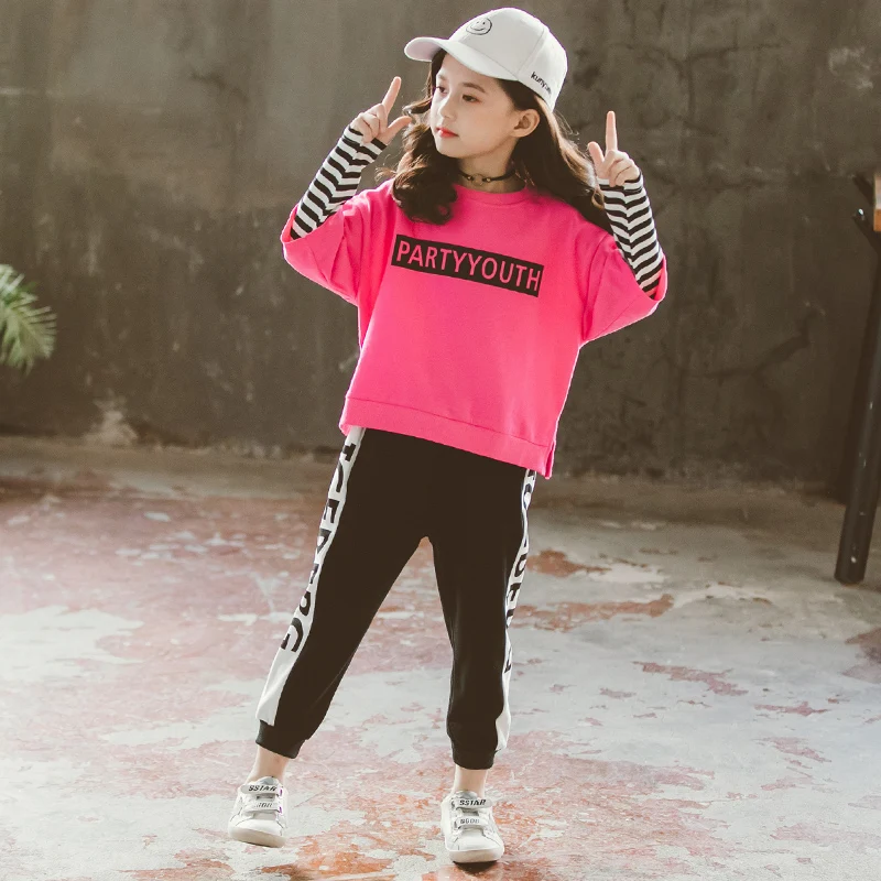Children Clothing Autumn Winter Baby Girls Clothes Set T-shirt + Pants Outfits Kids Tracksuit For Suit 8 9 10 12 13 Years | Детская