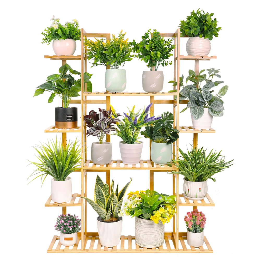 9 Tier Bamboo 17 Potted Plant Stand Rack Multiple Flowerpot Holder Shelf  Indoor Outdoor Planter Display Shelving Unit for Patio - AliExpress 1503