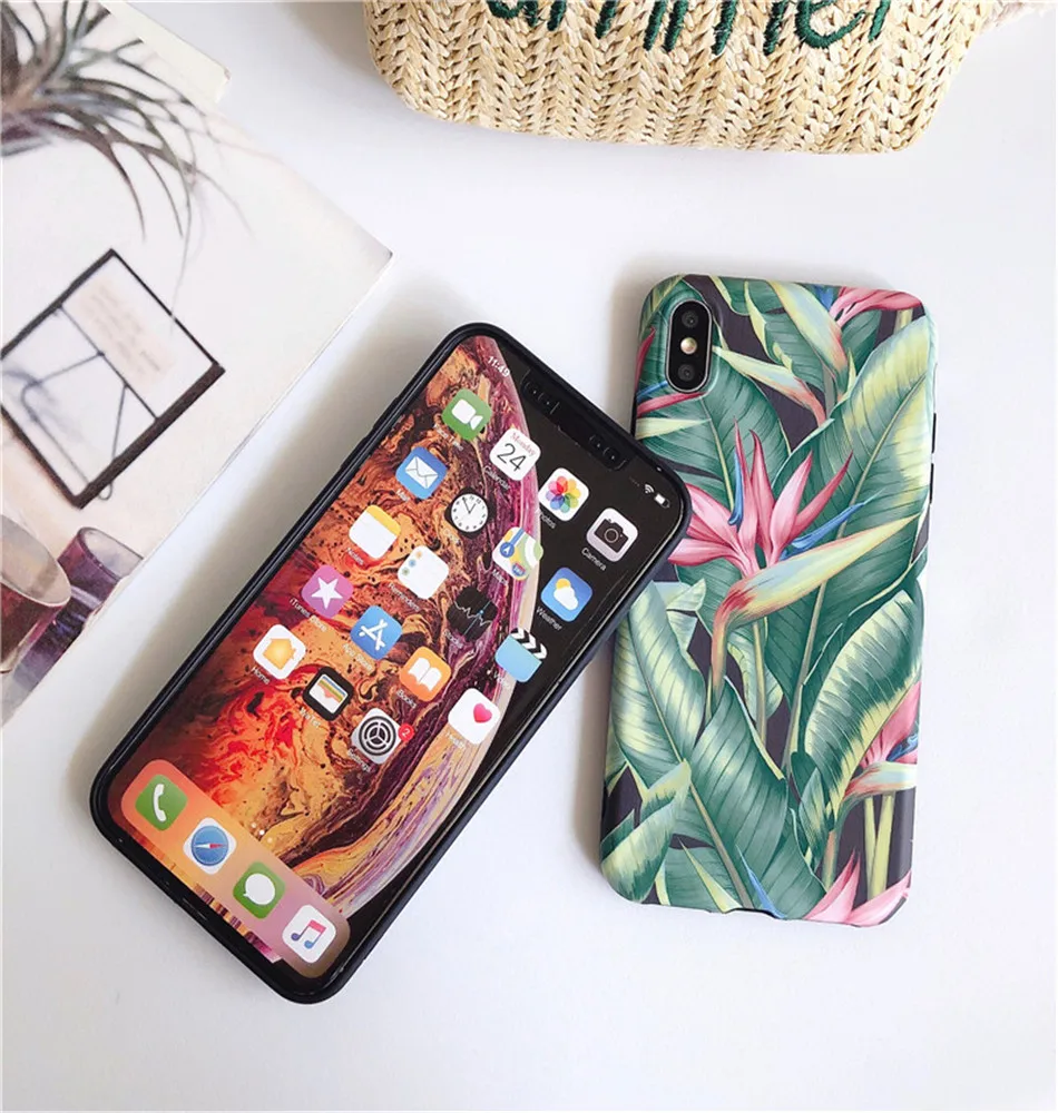 Lovebay чехол для телефона для iPhone 11 6 6 S 7 8 Plus X XR XS 11Pro Max растения банан зеленый лист мягкий IMD Для iPhone X задняя крышка Чехлы