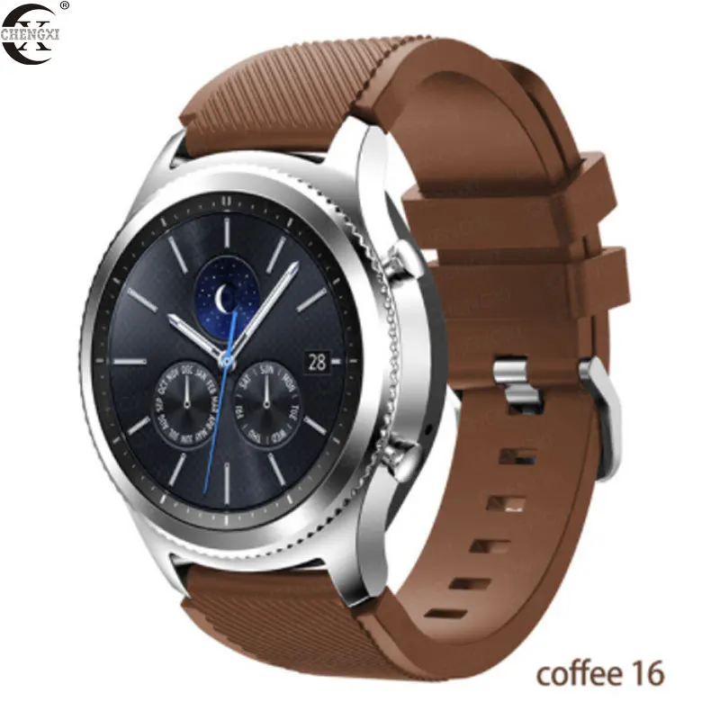 Chengxi для samsung Galaxy ремешок для часов 46 мм 42 мм 22 мм 20 мм силиконовый ремешок для часов huawei watch GT ремешок amazfit bip 47 44 40 active2 - Цвет ремешка: Coffee-16