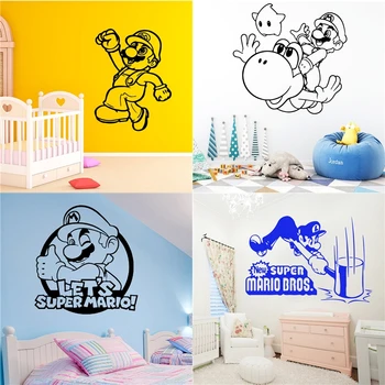

Cartoon Super Mario Wall Art Stickers Decal Mural Gamer Wall Decor For Kids boys Bedroom Room Decoration Wallpaper wallstickers