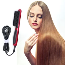 Керамический выпрямитель для волос, щетка с регулируемой температурой, анион, уход за волосами, анти ожоги, дизайн, выпрямляющая щетка для всех типов волос